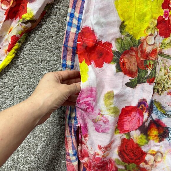 John Mark Womens Medium Floral Button-Up Shirt With Plaid Accents - Picture 6 of 12